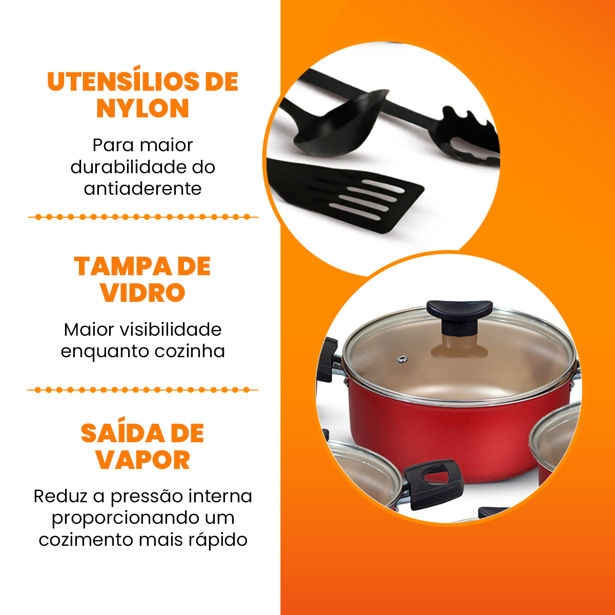 Jogo de Panelas Antiaderente 10 Peças - Cereja