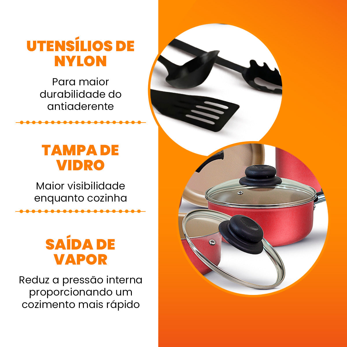 Jogo de Panelas Antiaderente 9 Peças - Cereja