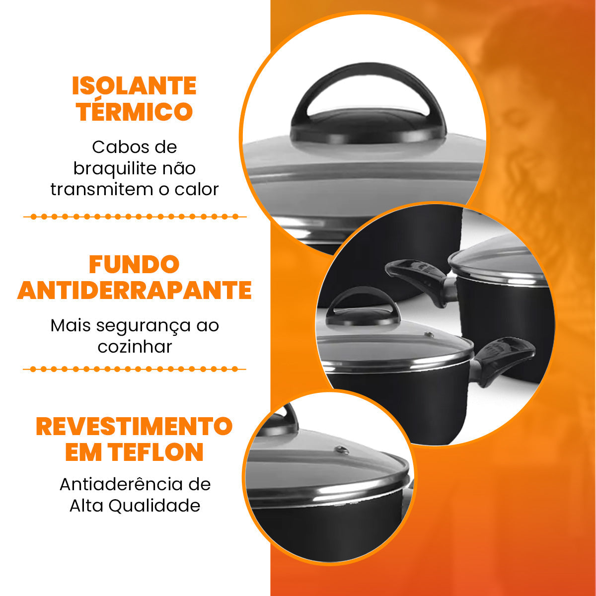 Jogo De Panelas 5 Peças Antiaderentes  - Preto