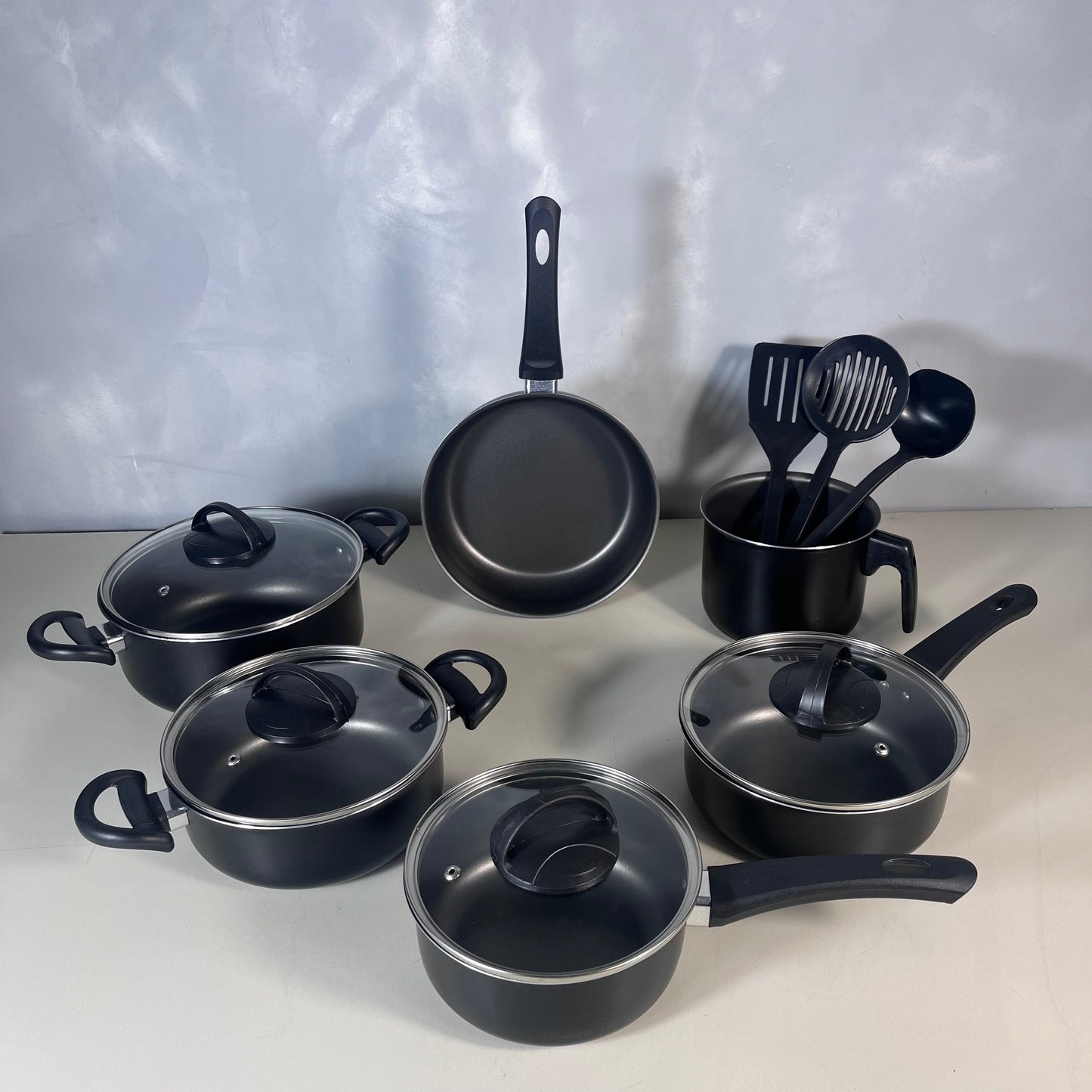 Jogo de Panelas Antiaderente 9 Peças - Preto