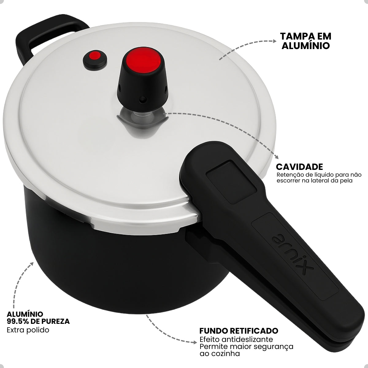 Panela De Pressão 4,5 Litros Antiaderente Fechamento Externo
