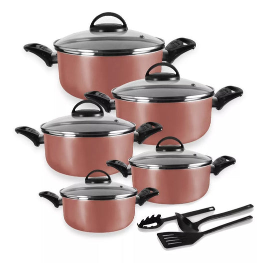 Jogo De Panelas 5 Peças Antiaderentes  - Rosé