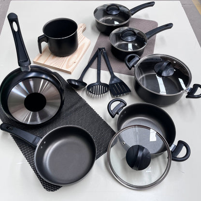 Jogo de Panelas Antiaderente 10 Peças - Preto