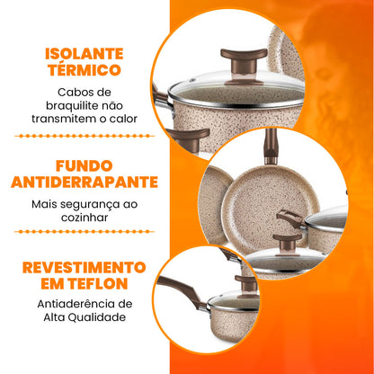 Jogo De Panelas 10 Peças Bianco Antiaderente - Bianco