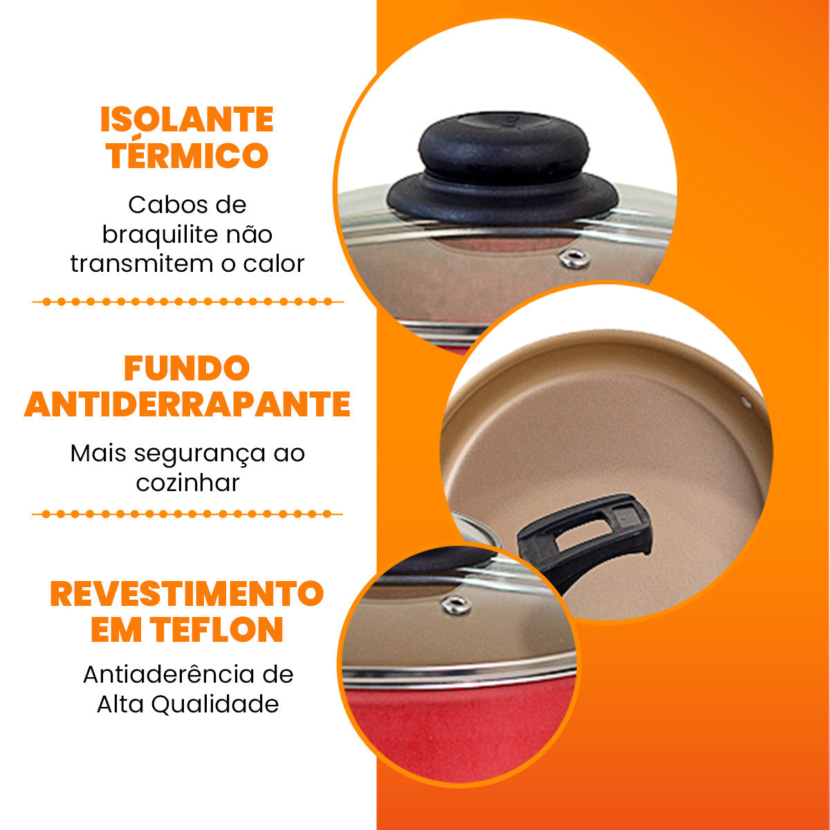 Jogo de Panelas Antiaderente 9 Peças - Cereja