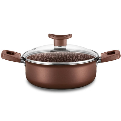 Conjunto Panelas Antiaderente 10 Peças Prime Alumínio - Marrom Escuro