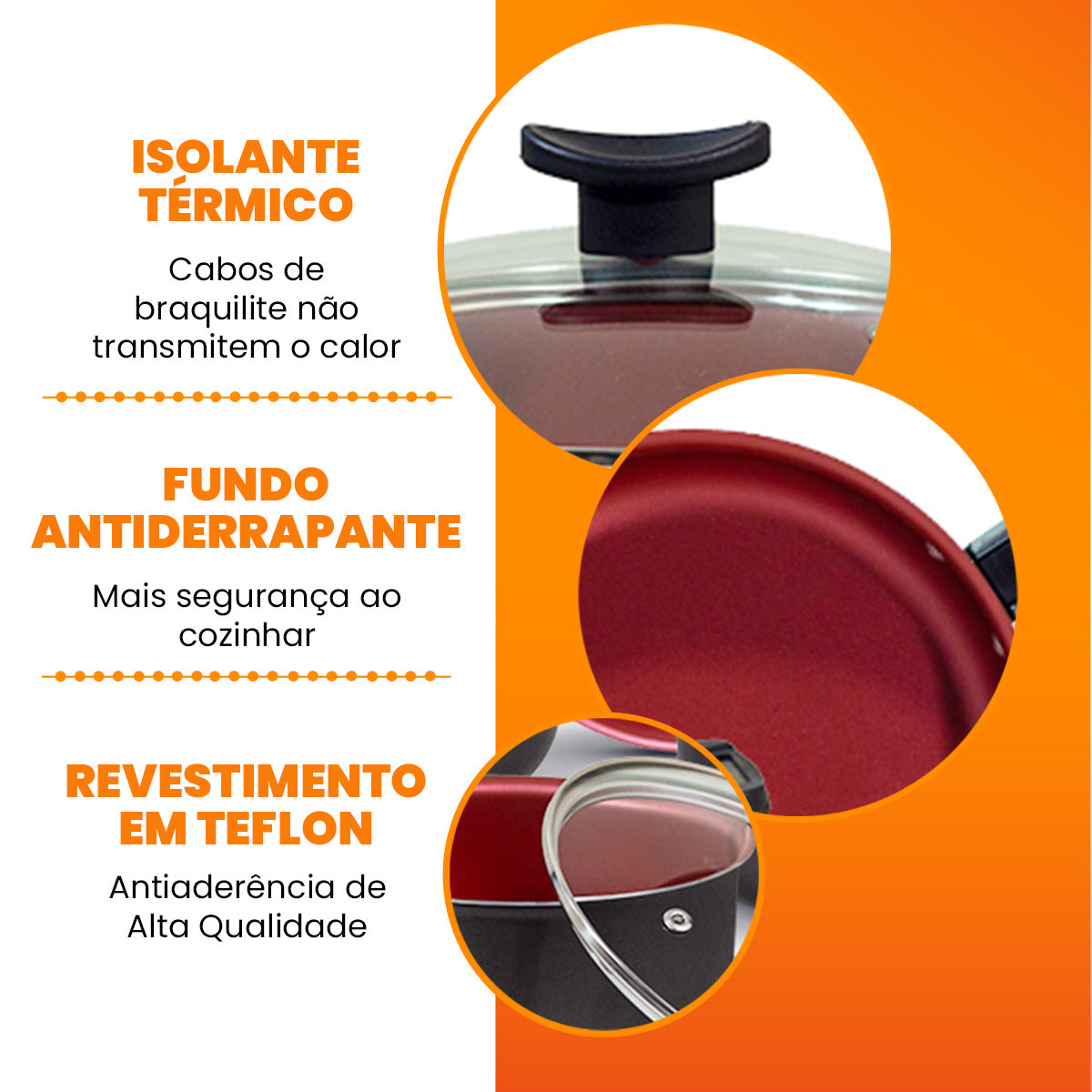 Jogo de Panelas Antiaderente 9 Peças - Preto com Cereja