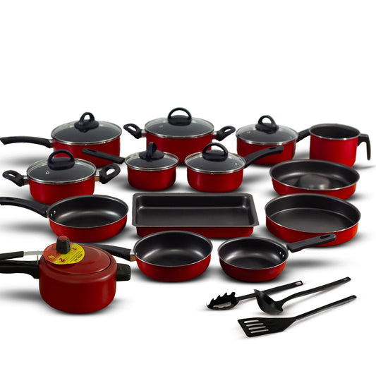 Conjunto De Panelas Antiaderente 17 Peças  - Vermelho