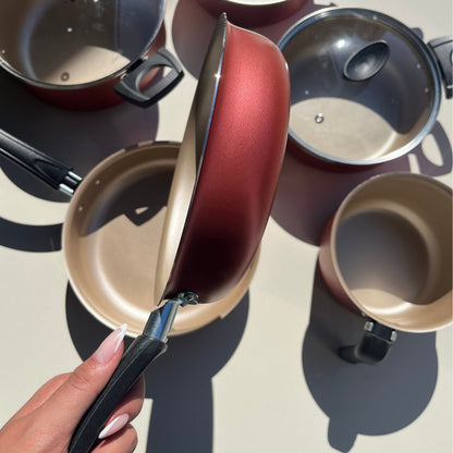 Jogo de Panelas Antiaderente 9 Peças - Cereja