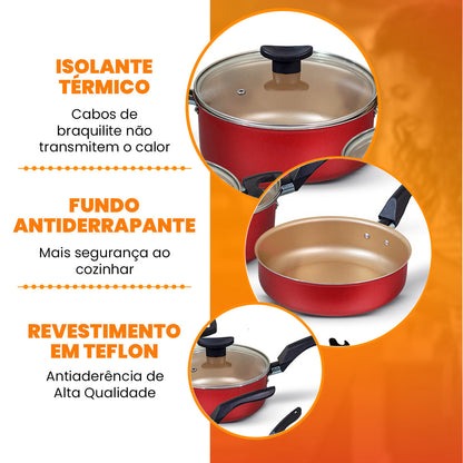 Jogo de Panelas Antiaderente 10 Peças - Cereja