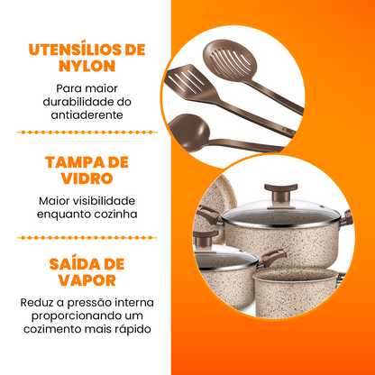 Jogo De Panelas 10 Peças Bianco Antiaderente - Bianco