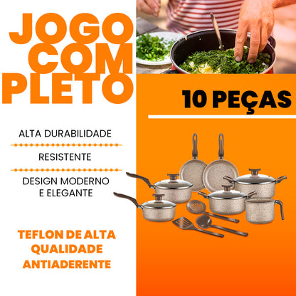 Jogo De Panelas 10 Peças Bianco Antiaderente - Bianco